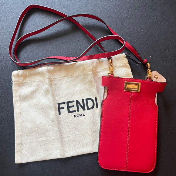 Fendi Leather Peek A Phone Pouch Crossbody - Picture 6 of 9